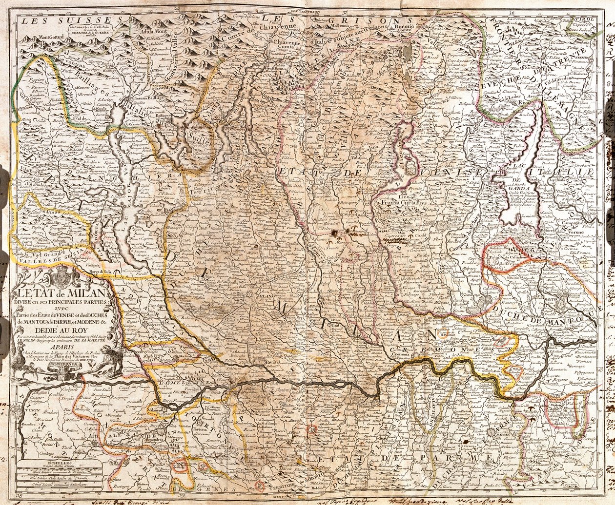 Kaart van het gebied van Milaan (Italië) door Jean Baptiste Nolin