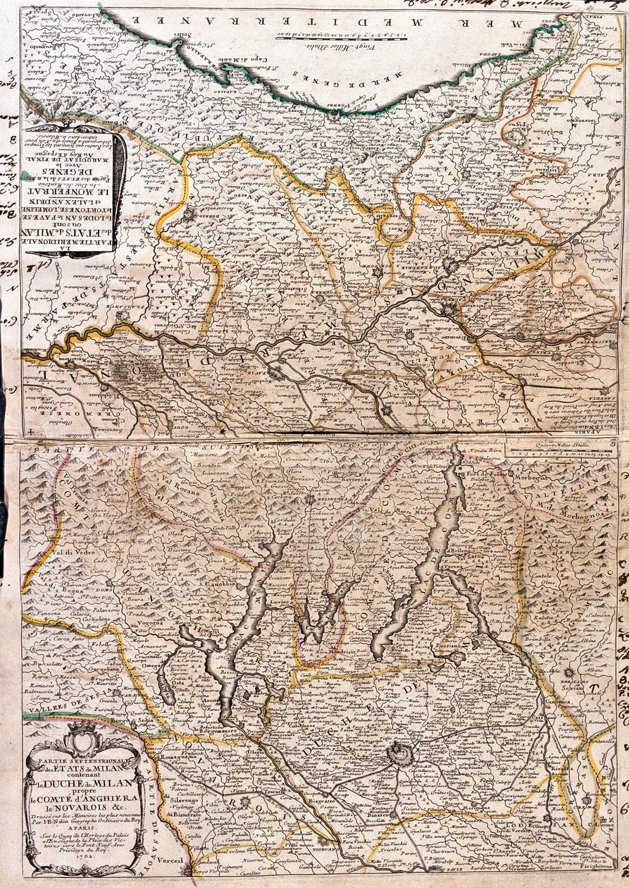 Kaart van het gebied van Milaan (Italië) door Jean Baptiste Nolin