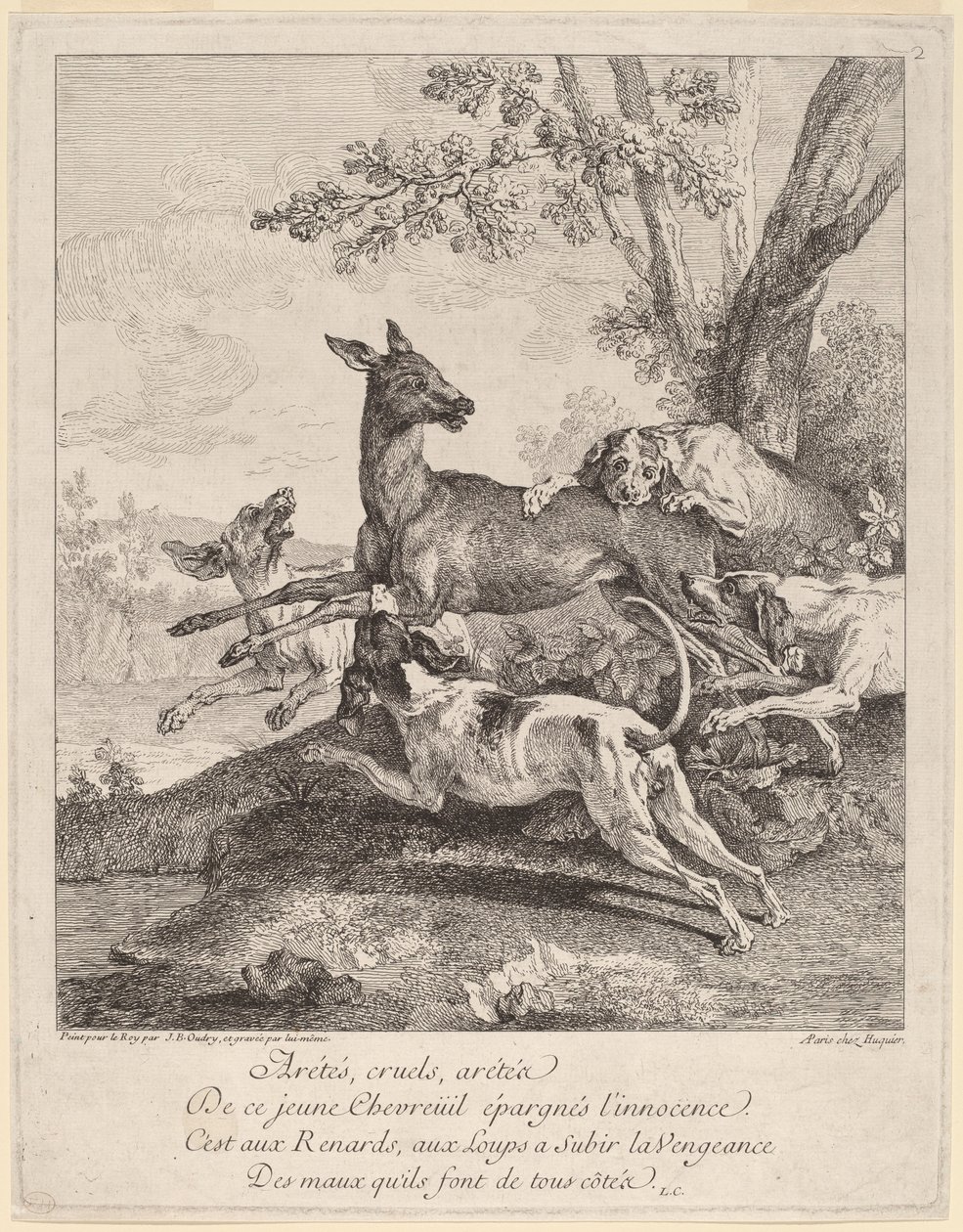 Een Hert Aangevallen door Honden door Jean Baptiste Oudry