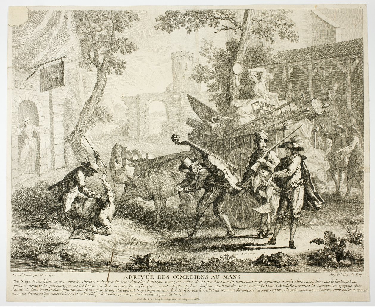 Aankomst van de komieken door Jean Baptiste Oudry