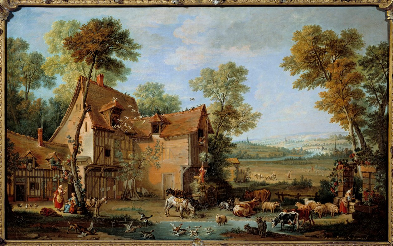 De boerderij door Jean Baptiste Oudry