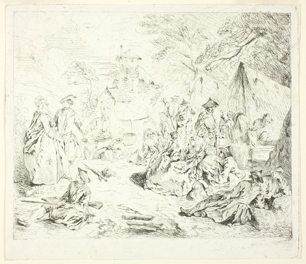 Halte de Soldaten door Jean Baptiste Pater