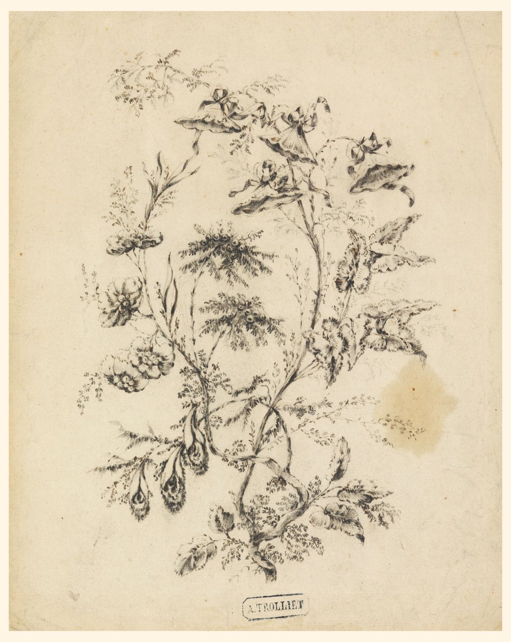 Tekening, Touw van een fantastische boom, 1775-1800 door Jean Baptiste Pillement
