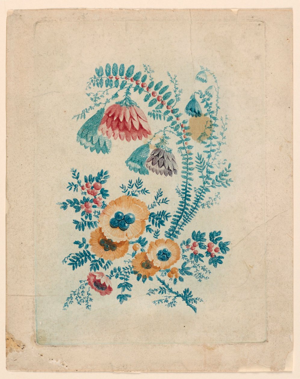 Fantastisch bloemmotief uit "Nouvelle Suitte de Cahiers de fleurs idéales" door Jean Baptiste Pillement