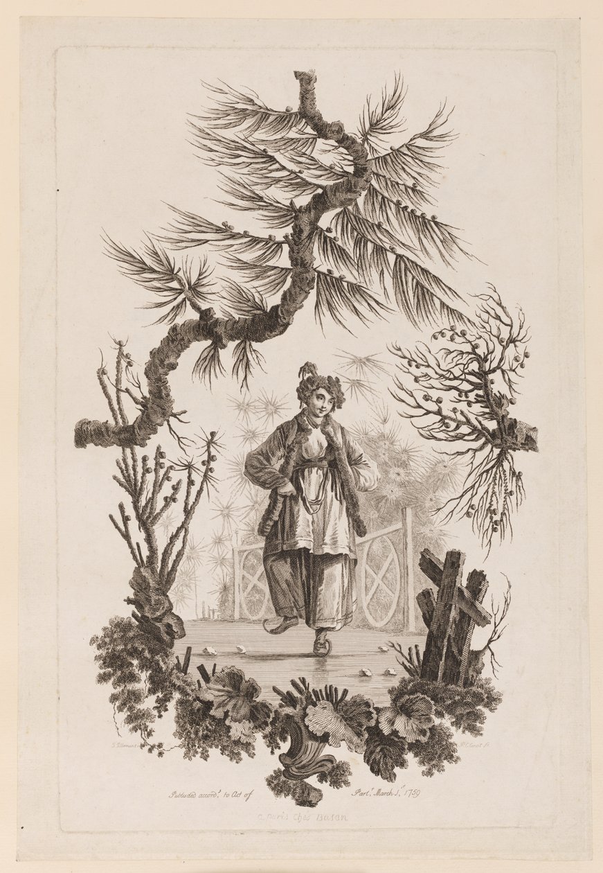 Figuur onder tak door Jean Baptiste Pillement