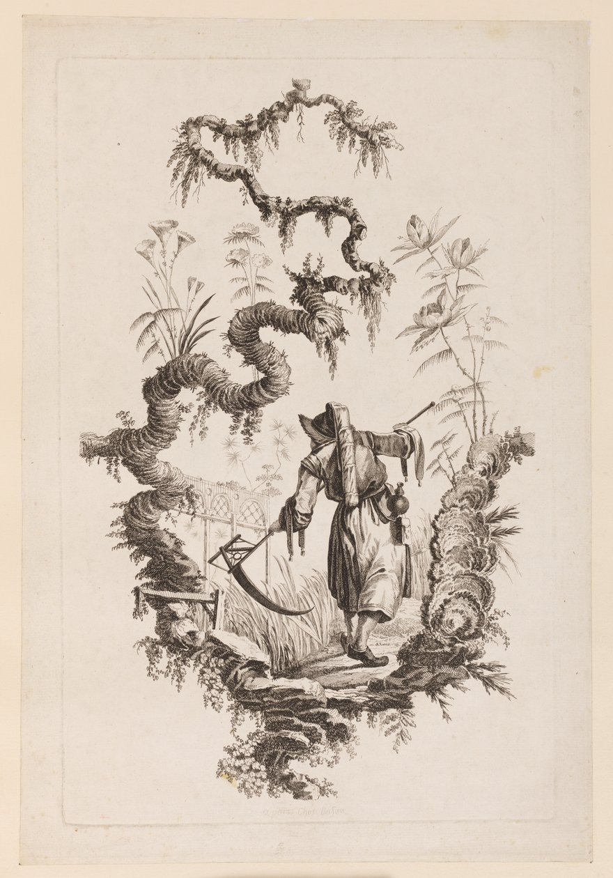 Figuur met zeis onder tak door Jean Baptiste Pillement