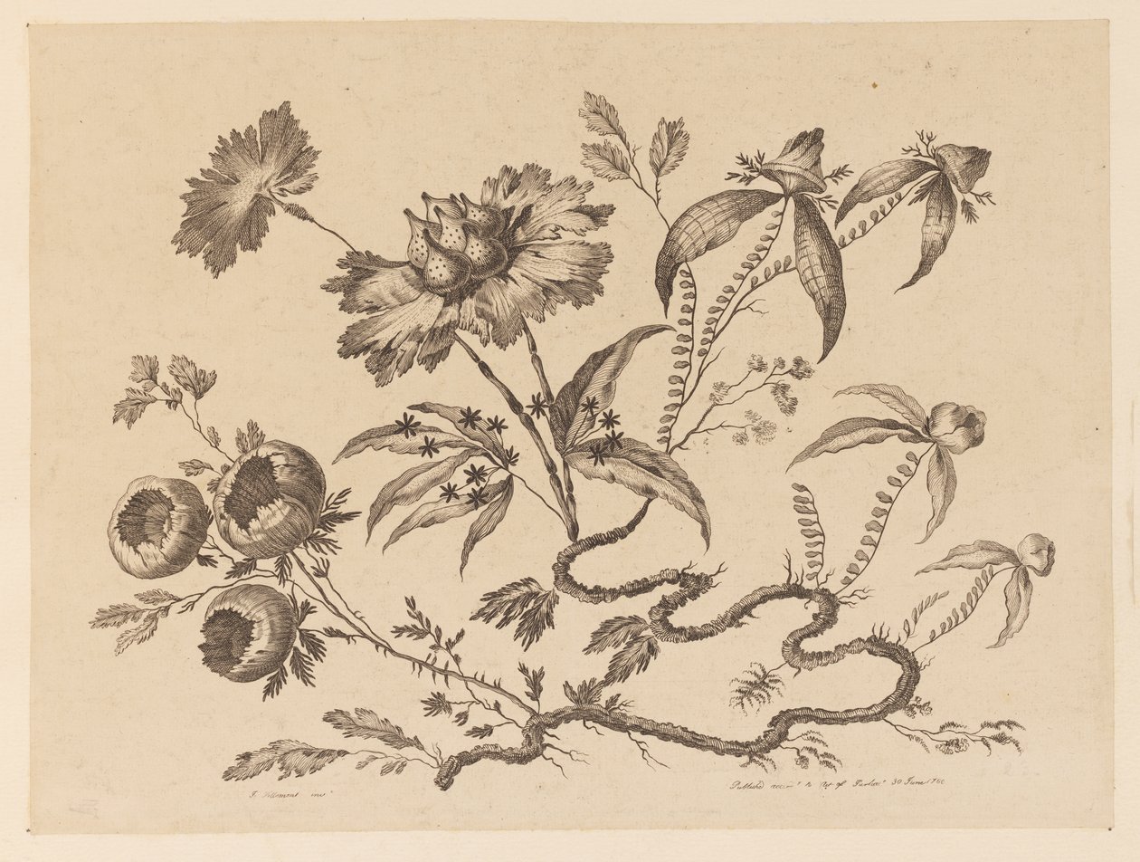 Bloementakken, uit "Recueil de Differentes Fleurs de Fantaisie Dans le Goût Chinois" door Jean Baptiste Pillement