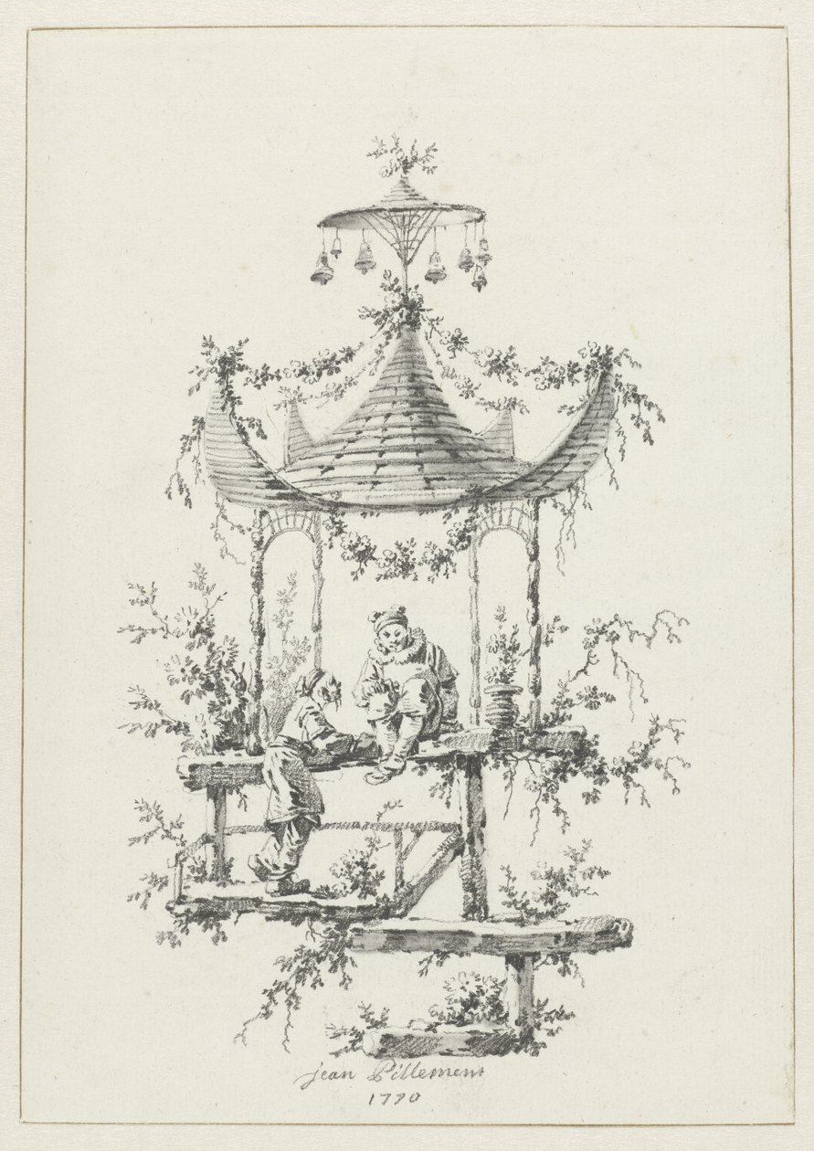 Ornamentale compositie in chinoiserie-stijl door Jean Baptiste Pillement