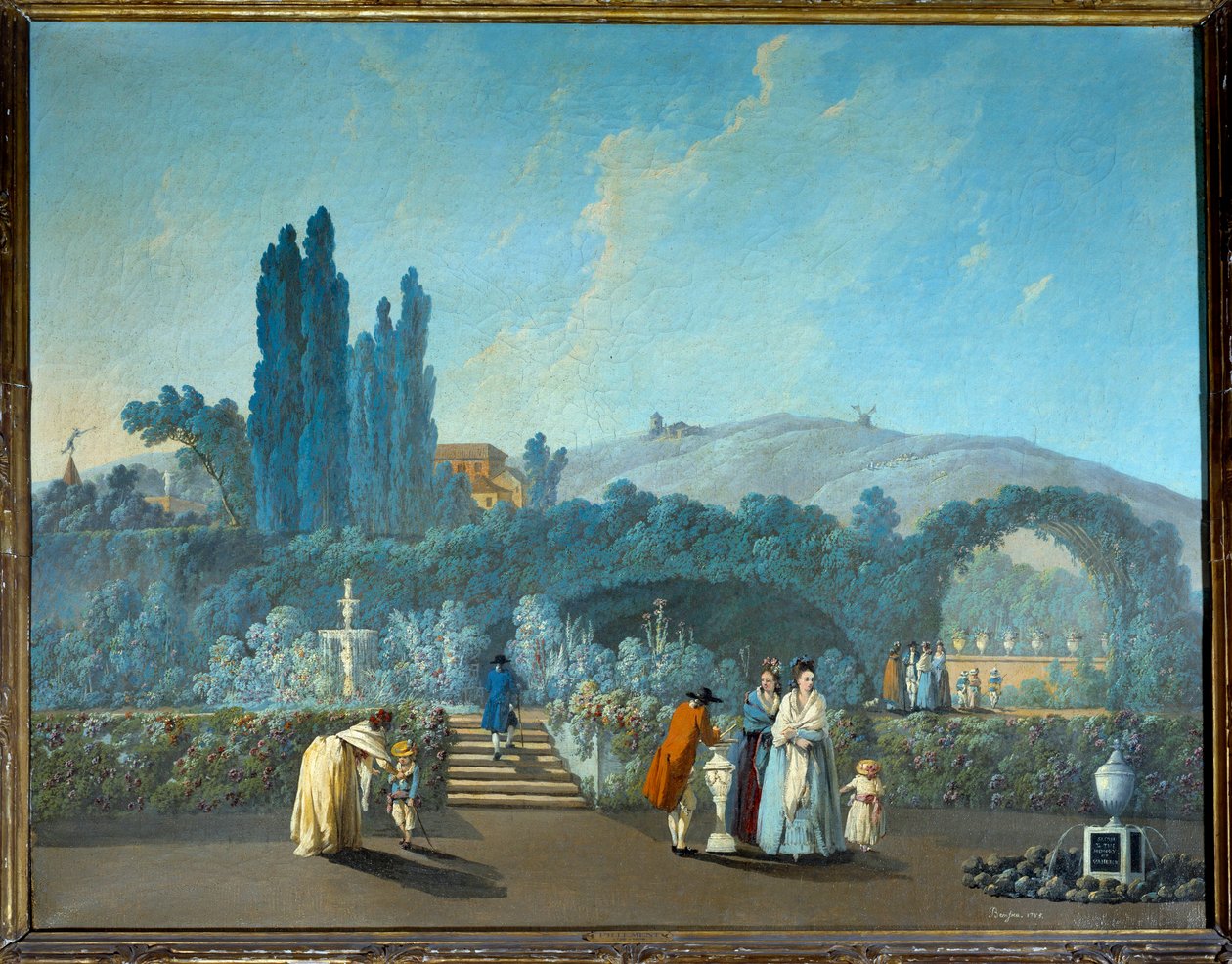 Zicht op de tuinen van Benfica in Lissabon in 1785 door Jean Baptiste Pillement