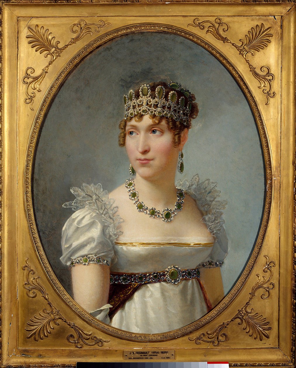 Portret van Koningin Hortense de Beauharnais (1783-1837) Koningin van Holland, echtgenote van Lodewijk Bonaparte. Zij is de dochter van keizerin Josephine de Beauharnais en de moeder van de toekomstige Napoleon III. Schilderij door Jean Baptiste Regnault ( door Jean Baptiste Regnault