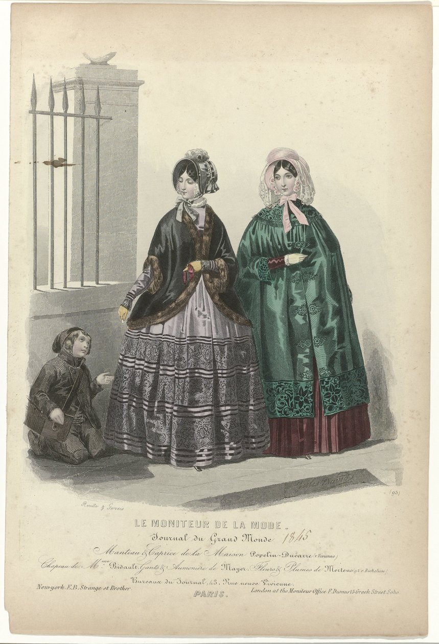 Le Moniteur de la Mode, 1845, No. 95 : Manteau & Caprice de la Maison door Jean Baptiste Reville
