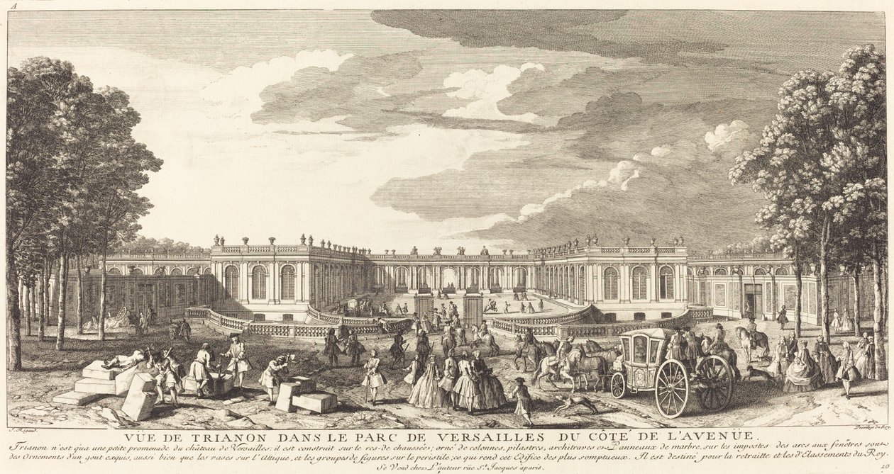 Uitzicht op Trianon in het Park van Versailles vanaf de Avenue door Jean Baptiste Rigaud
