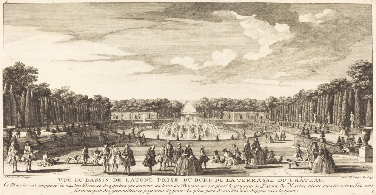 Uitzicht op het Bassin van Latone vanaf de rand van het terras van het kasteel door Jean Baptiste Rigaud