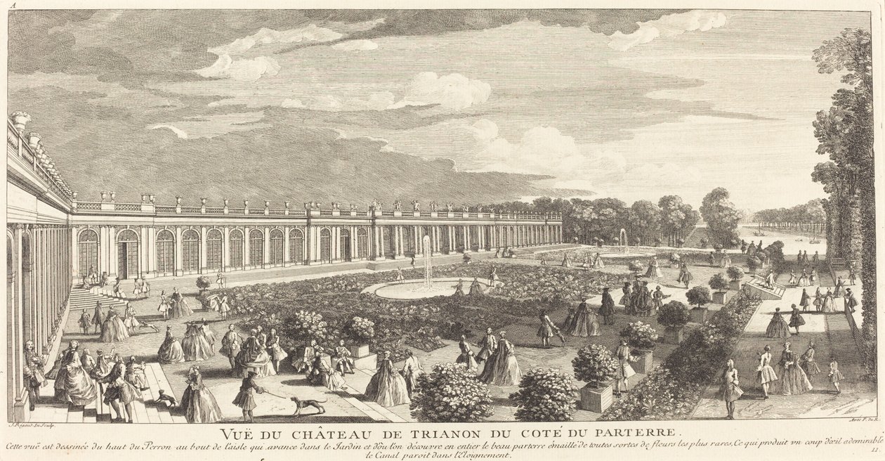Uitzicht op het kasteel van Trianon vanaf de parterre door Jean Baptiste Rigaud
