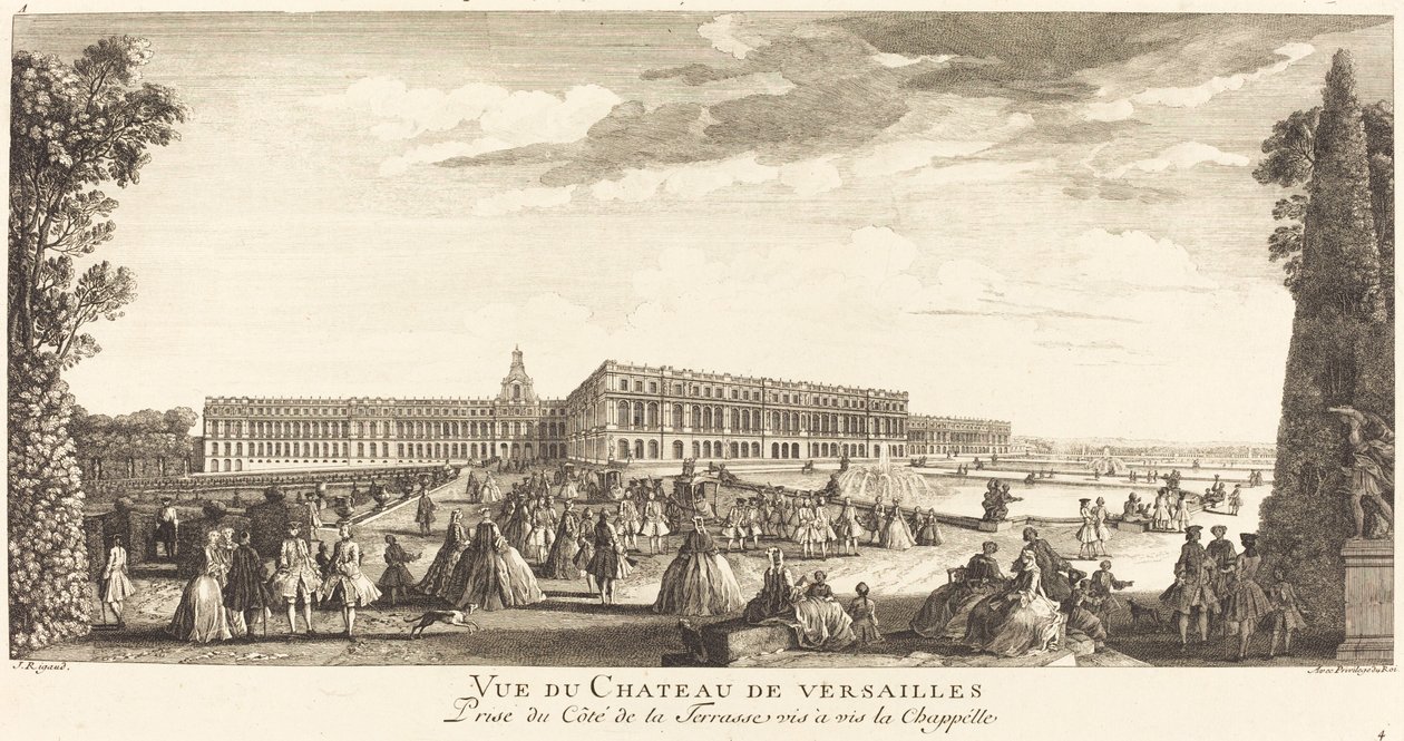 Vue du Chateau de Versailles Prise du Cote dela Terrasse vis a vis la Chapelle door Jean Baptiste Rigaud