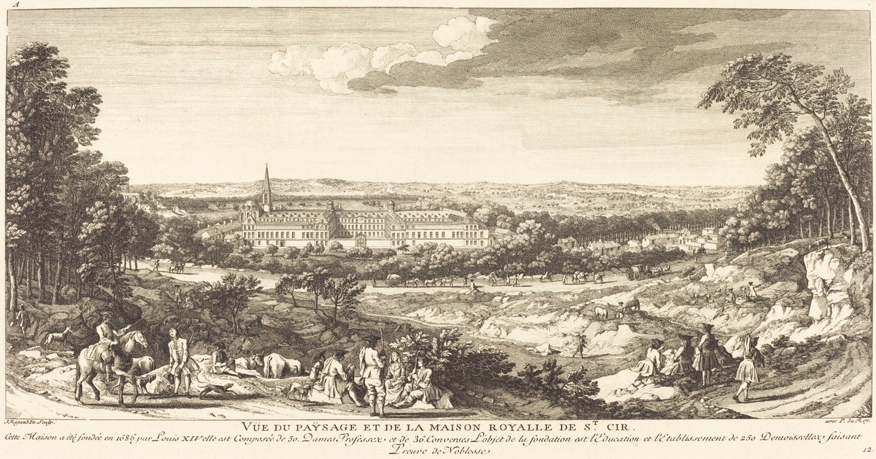 Uitzicht op het landschap van het Koninklijk Huis van Saint Cir door Jean Baptiste Rigaud