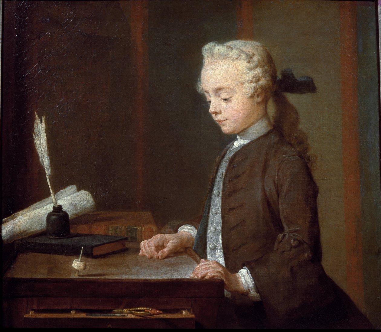 Jongen met een tol door Jean Baptiste Simeon Chardin
