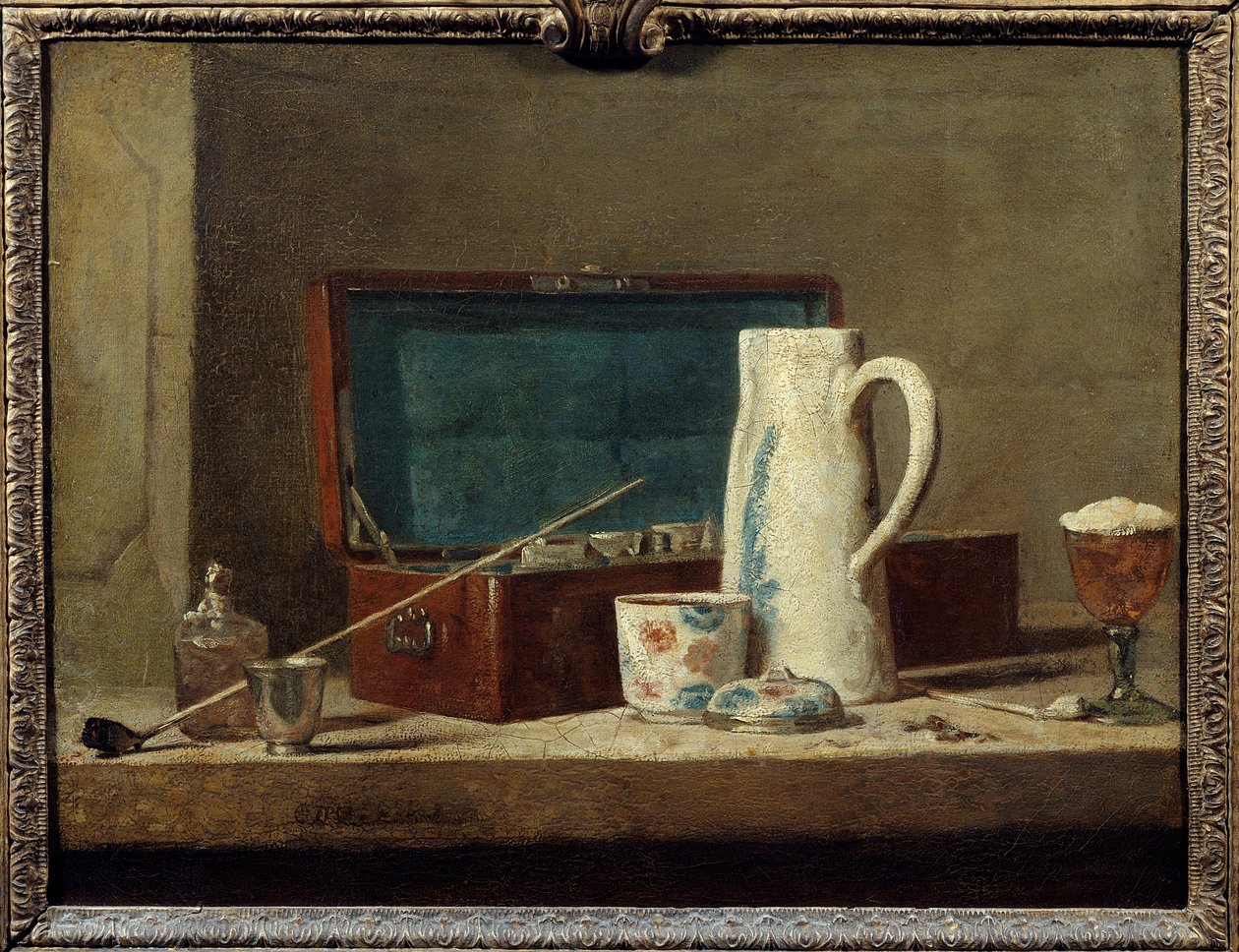 Pijpen en vaas voor drinken of roken door Jean Baptiste Simeon Chardin