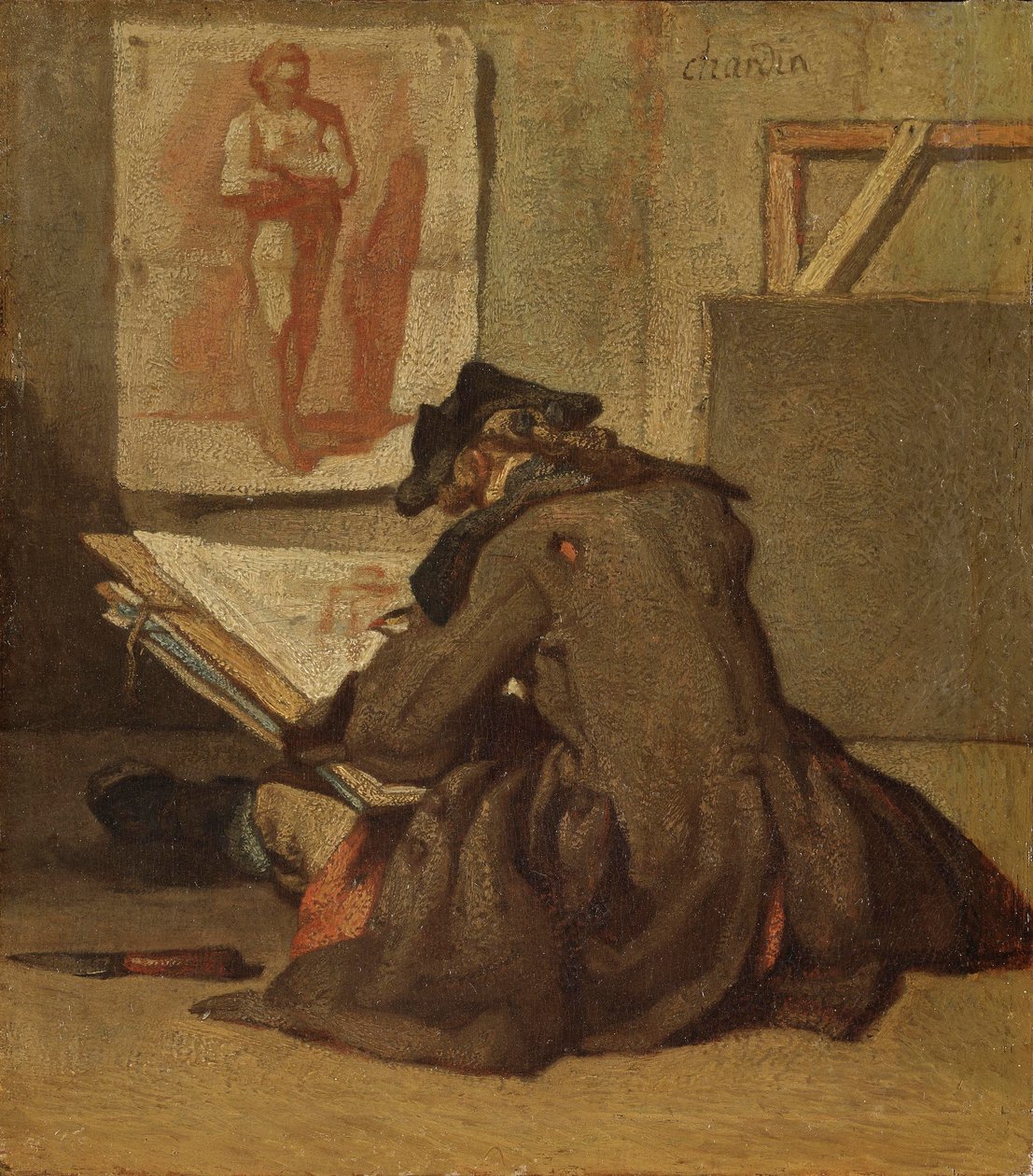 Jonge Student Tekent door Jean Baptiste Simeon Chardin