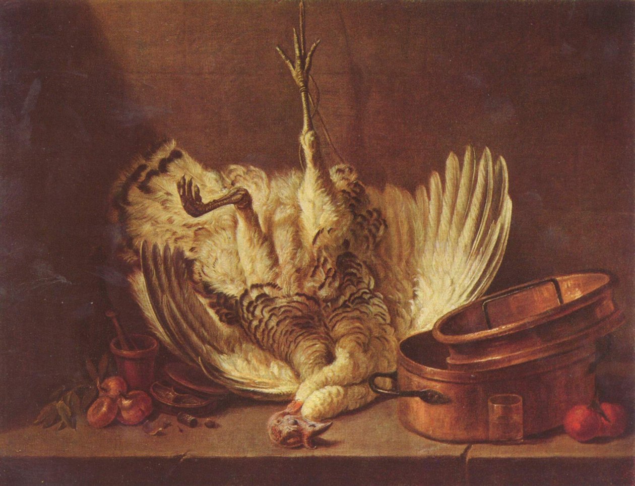 Stilleven met hangende kalkoen door Jean Baptiste Simeon Chardin