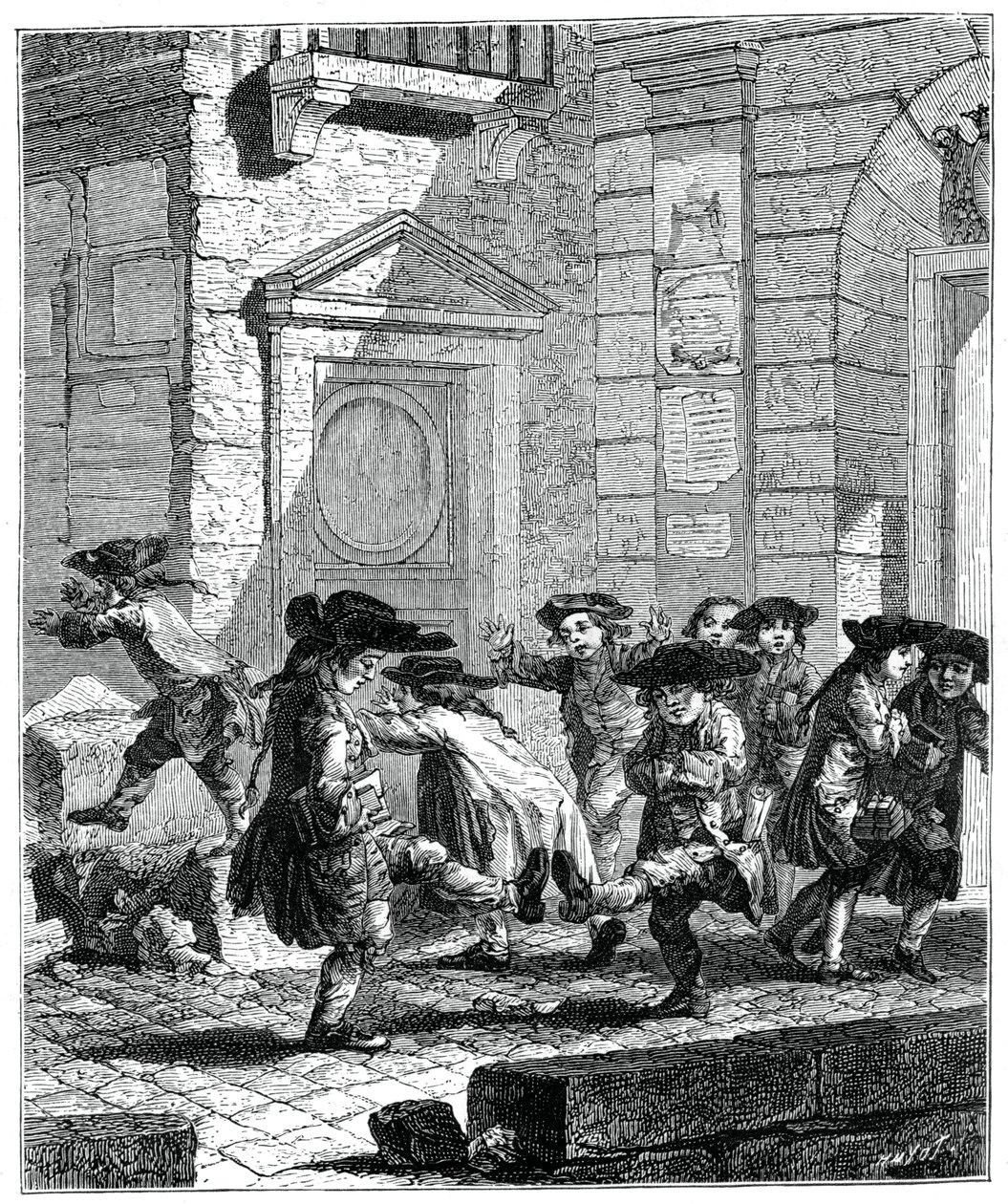 Uitgang van het college door Jean Baptiste Tilliard