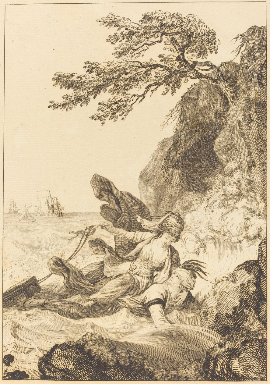 De verloofde van de koning van Garbe: De cassette door Jean Baptiste Tilliard after Charles Monnet