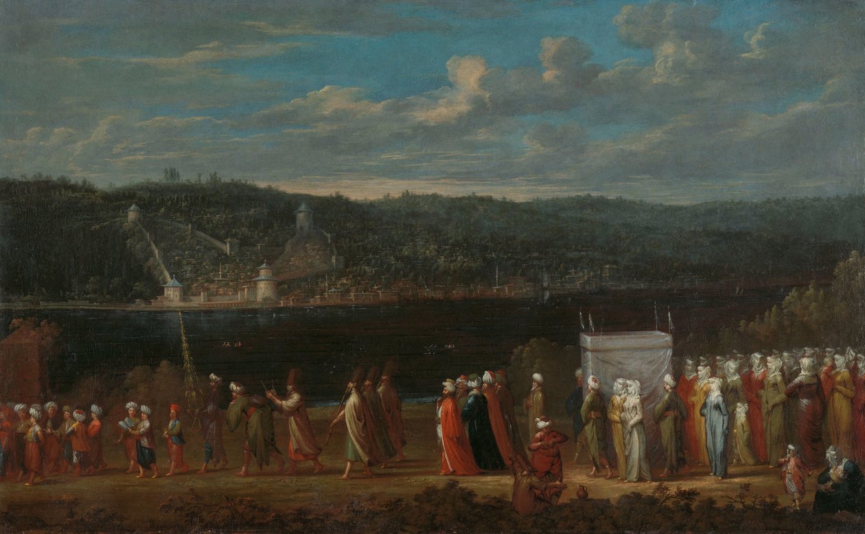 Bruiloftsstoet op de Bosporus door Jean Baptiste Vanmour