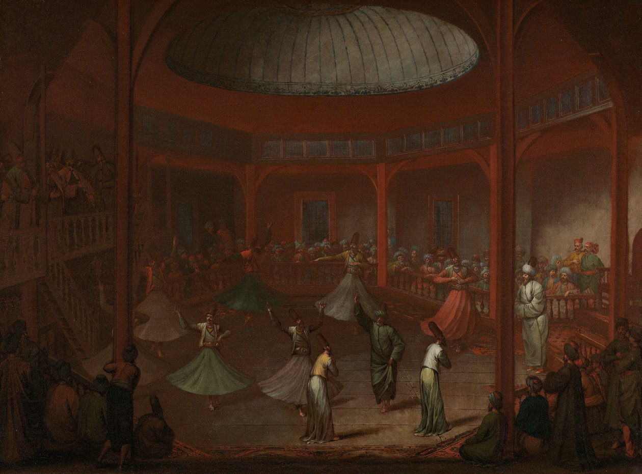Dansende derwisjen door Jean Baptiste Vanmour