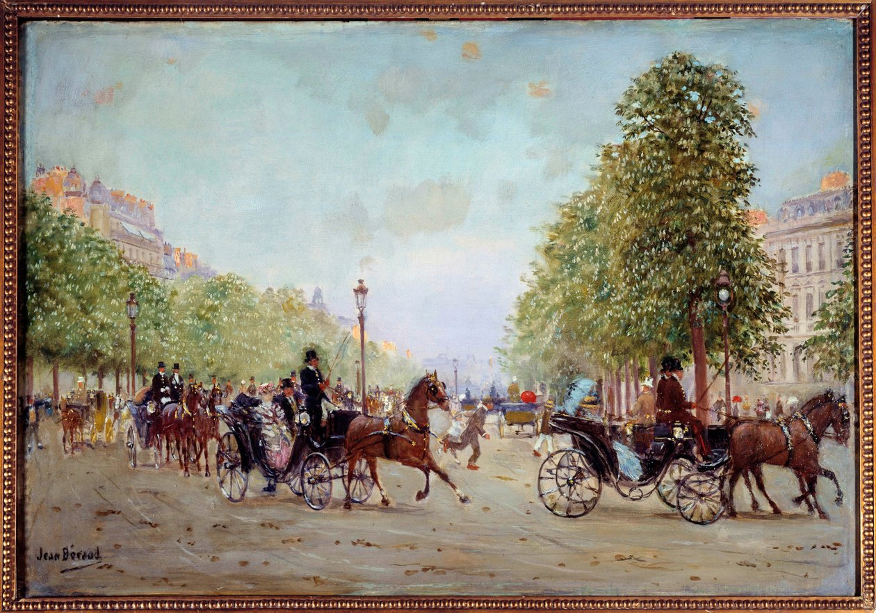 De wandeling op de Champs-Elysées. Schilderij door Jean Béraud (1849-1935) 19e eeuw. Parijs, Musée Carnavalet door Jean Beraud