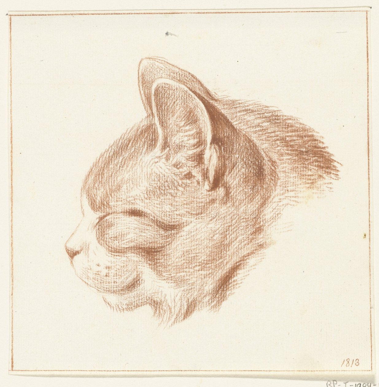 Kop van een kat, naar links door Jean Bernard