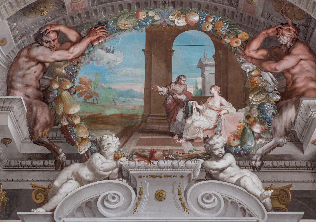 Een van de eenenveertig panelen met scènes die de gebeurtenissen van Bacchus vertellen door Jean Boulanger