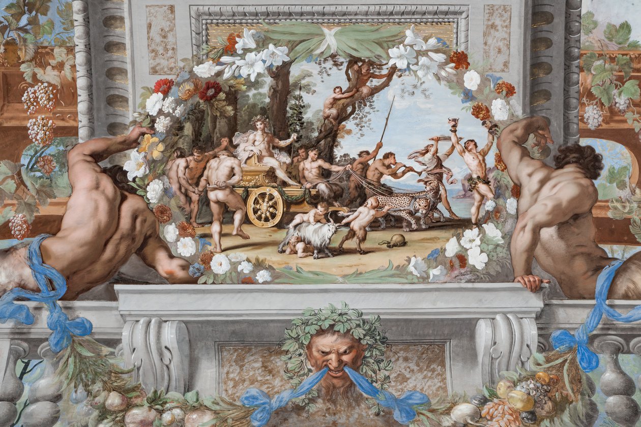 De triomfwagen van Bacchus, getrokken door panters en vergezeld door Sileni en Bacchanten door Jean Boulanger