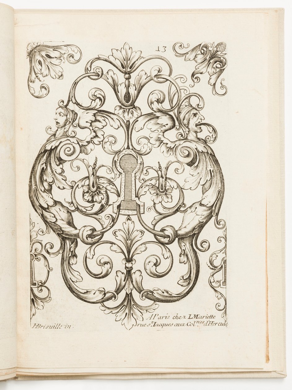 Plaat 13, uit verschillende ontwerpen voor slotenmakers door Jean Bérain the Elder