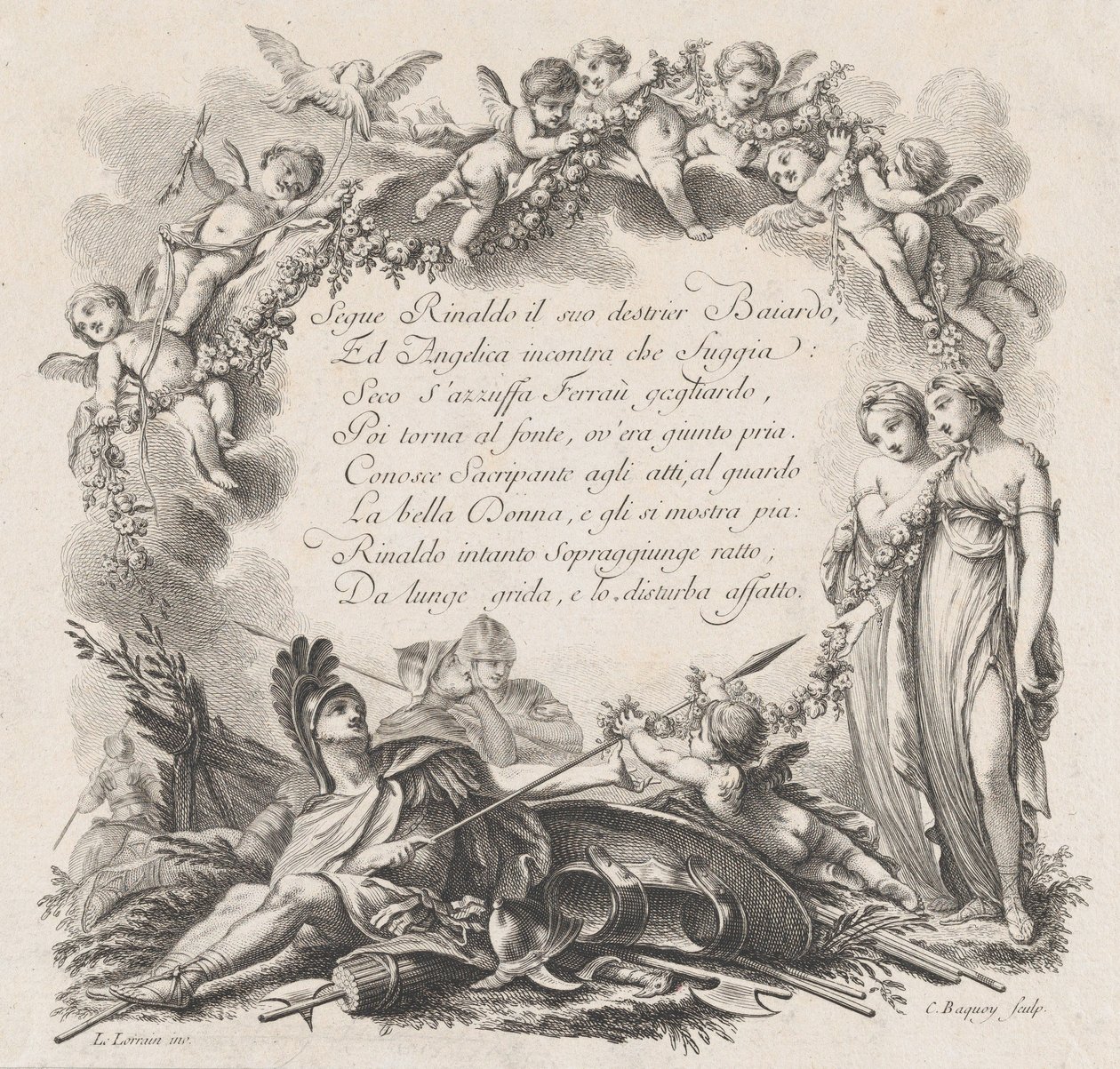 Vignet voor het eerste lied van Roland Furieux door Jean Charles Baquoy