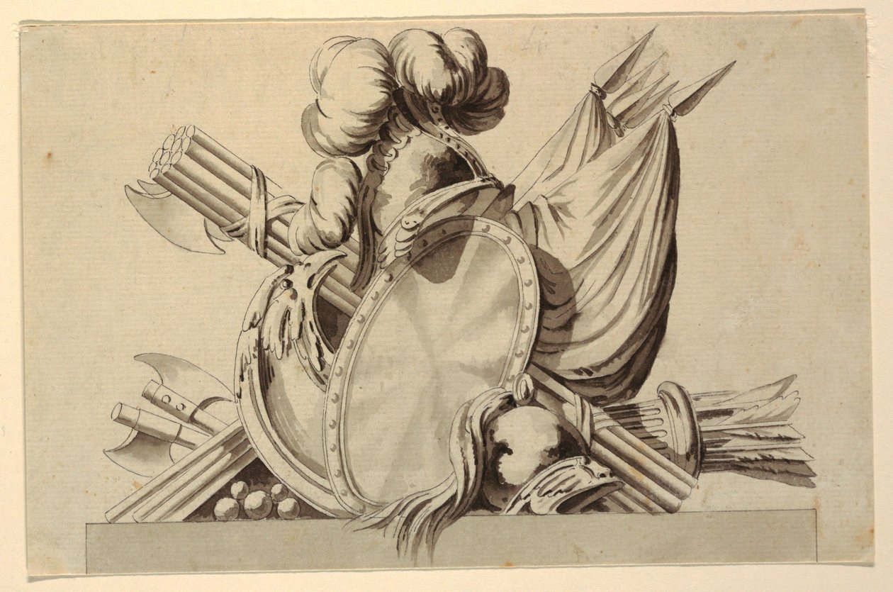 Ontwerp voor Trofee met Militaire Attributen door Jean Charles Delafosse