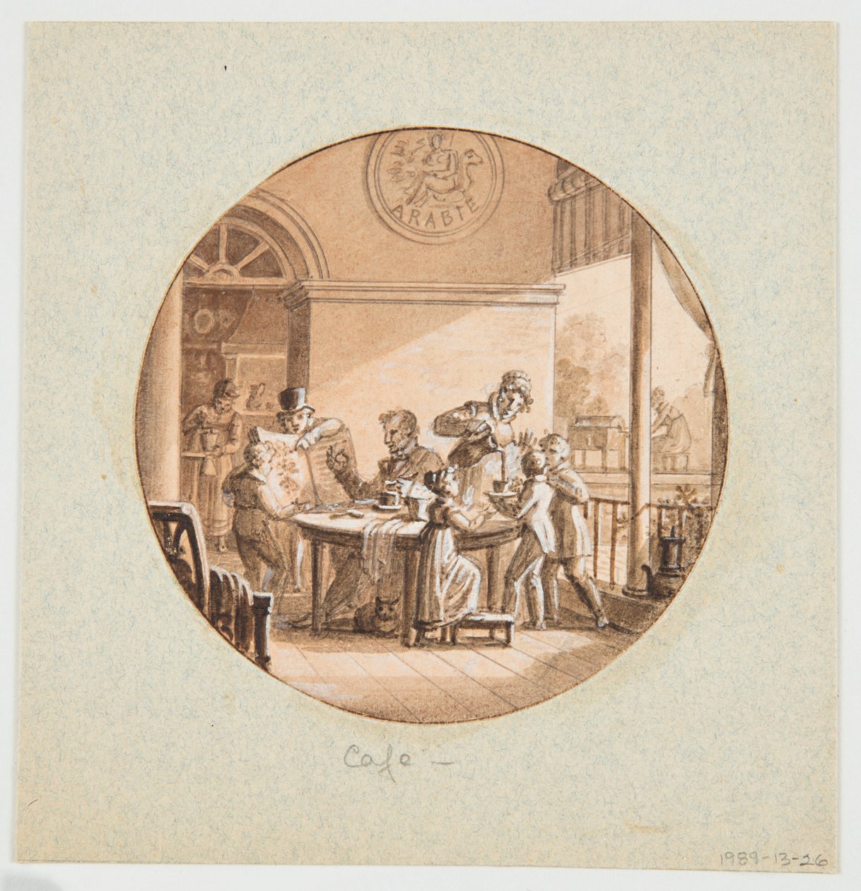 Ontwerp voor een beschilderd porseleinen bord, Café (Koffie) uit de Service des Objets de Dessert (Dessertservice) door Jean Charles Develly