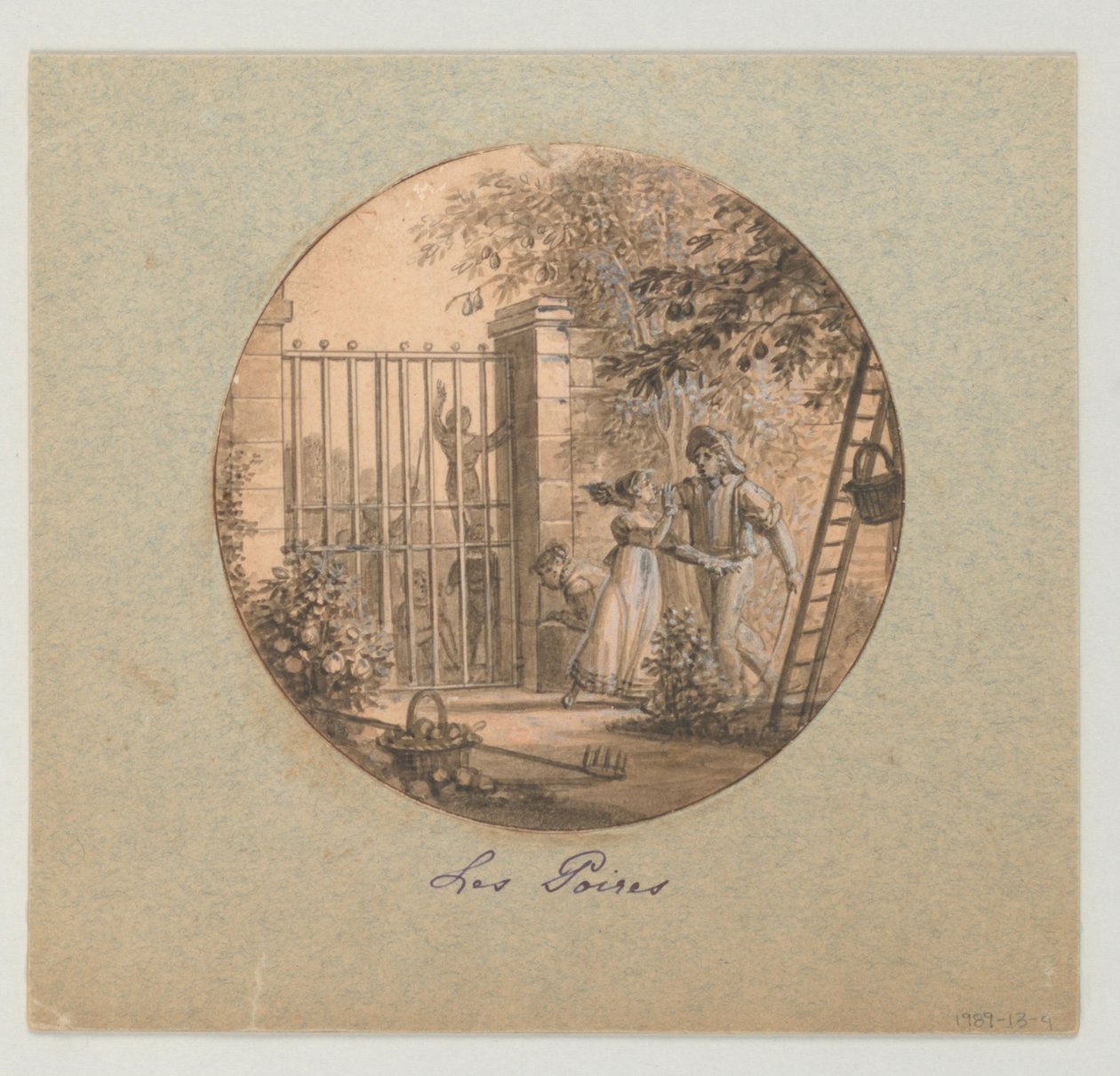 Ontwerp voor een beschilderd porseleinen bord, Les Poires (Peren) uit de Service des Objets de Dessert (Dessertservice) door Jean Charles Develly
