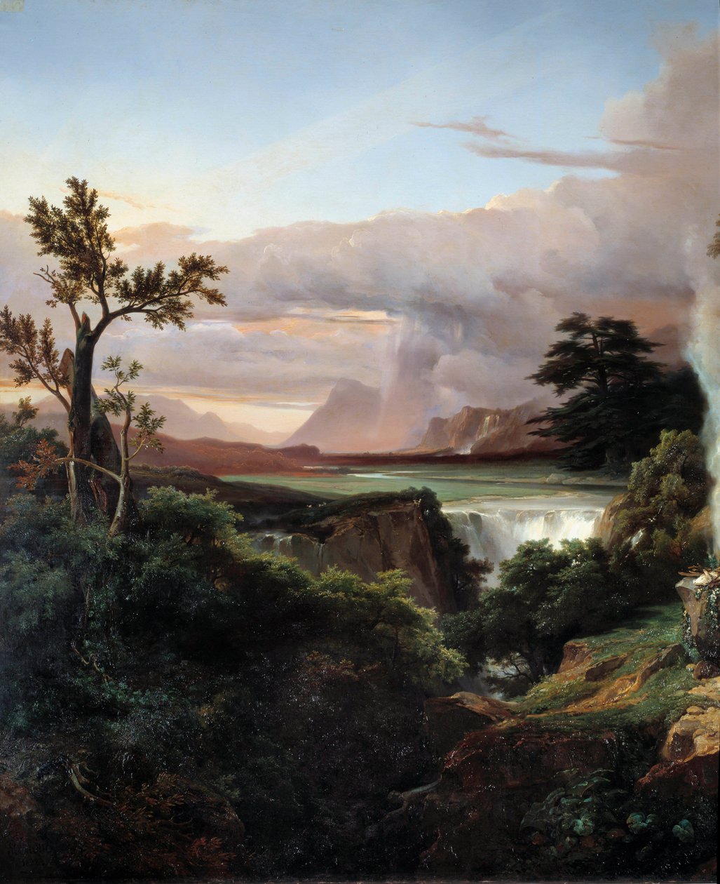 Landschap met waterval door Jean Charles Joseph Rémond