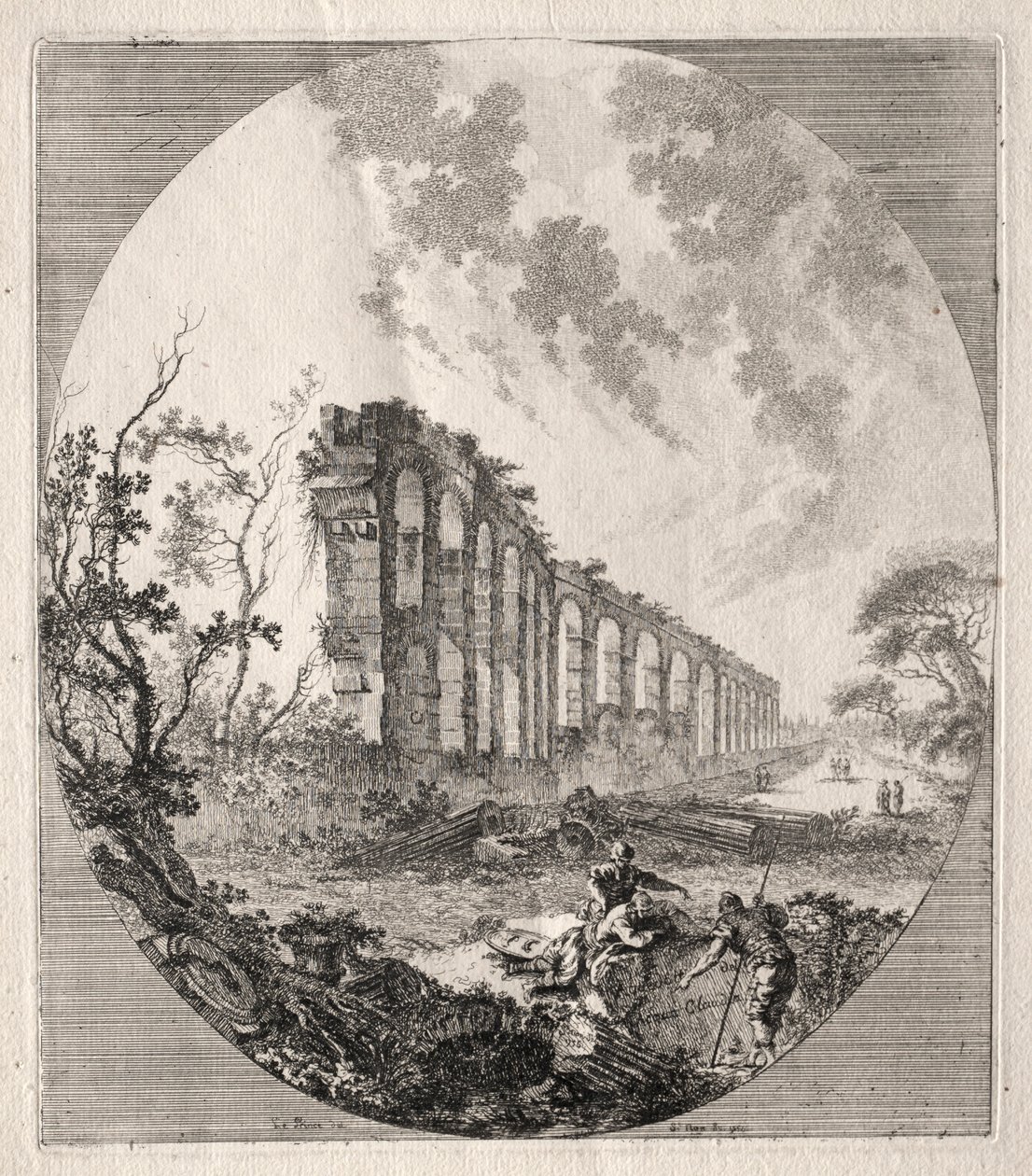 Oude ruïnes: Oude aquaduct, 1756 door Jean Claude Richard de Saint Non