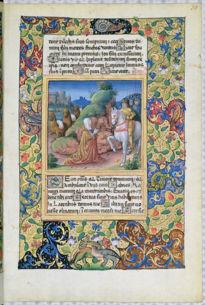 De ontmoeting van Abigail en David, uit het Getijdenboek van Lodewijk van Orléans, 1490 door Jean Colombe