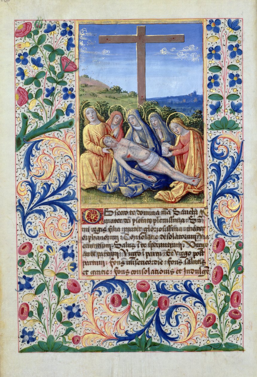 De klaagzang, uit het Getijdenboek van Lodewijk van Orléans, 1469 door Jean Colombe