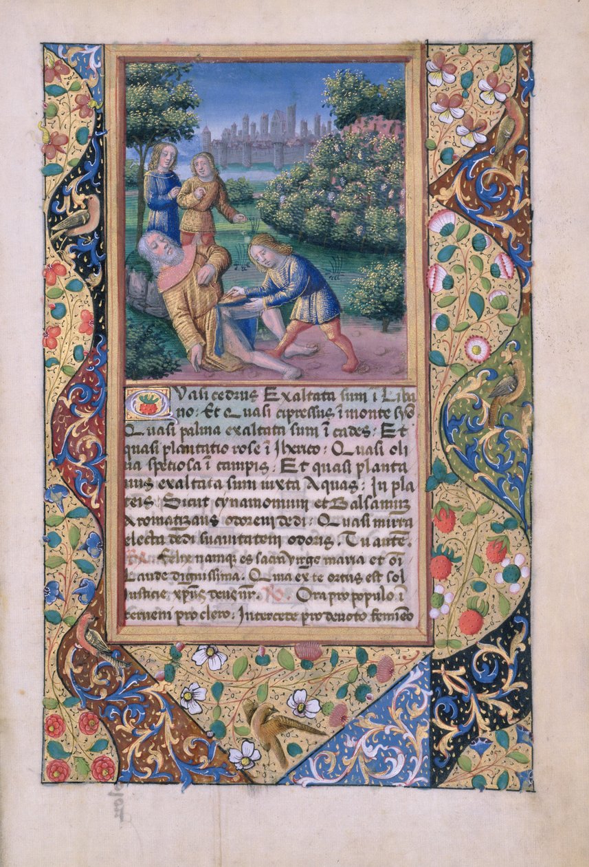 De dronkenschap van Noach, uit het Getijdenboek van Lodewijk van Orléans, 1490 door Jean Colombe