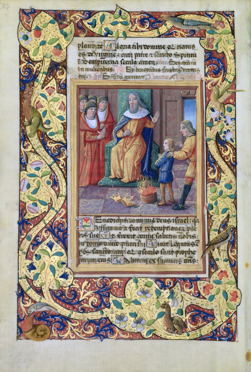 Jozef interpreteert de dromen van de farao, uit het Getijdenboek van Lodewijk van Orléans, 1490 door Jean Colombe