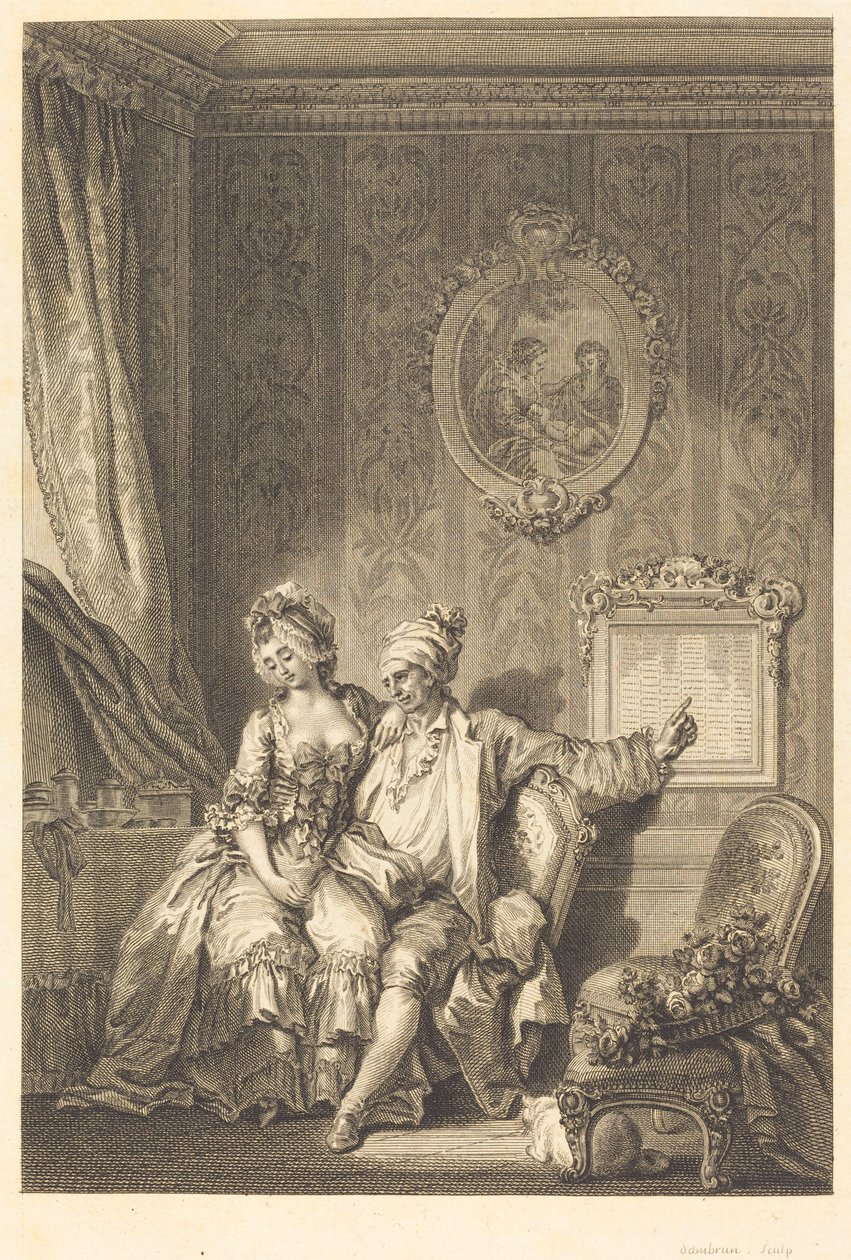 De Kalender van de Ouderen door Jean Dambrun after Jean Honoré Fragonard