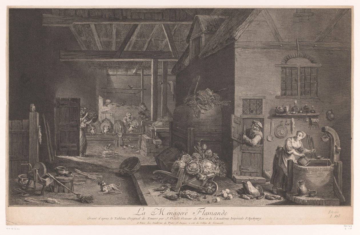 Interieur van een boerderij door Jean Daullé