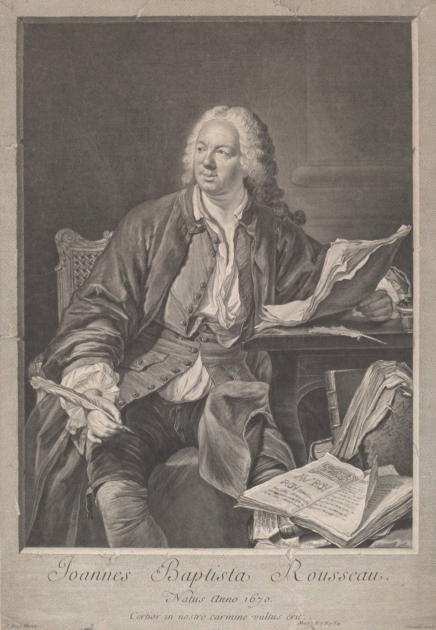 Jean-Baptiste Rousseau door Jean Daullé, after Jacques Andre Joseph Camelot Aved