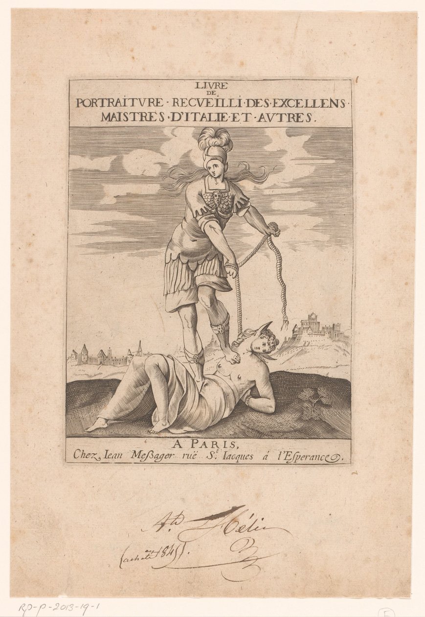 Minerva bindt de domheid vast met een touw door Jean Dubrayet