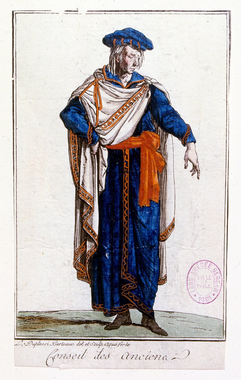 Uniform van een lid van de Franse Raad van State 1795 tijdens de periode van het telefoonboek door Jean Duplessi-Bertaux
