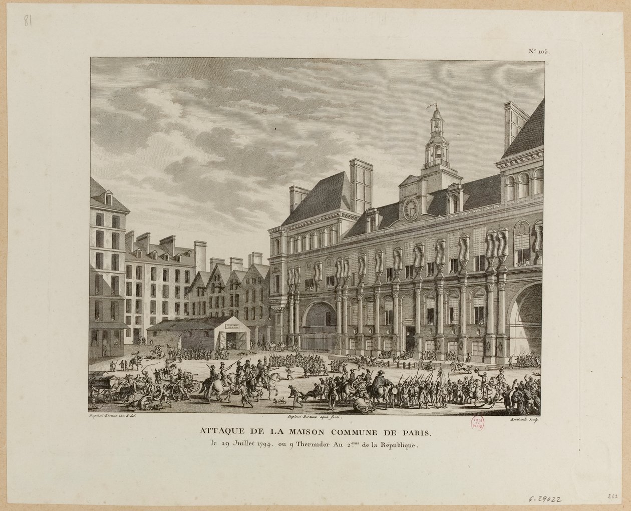 Aanval op de Maison commune in Parijs door Jean Duplessis-Bertaux