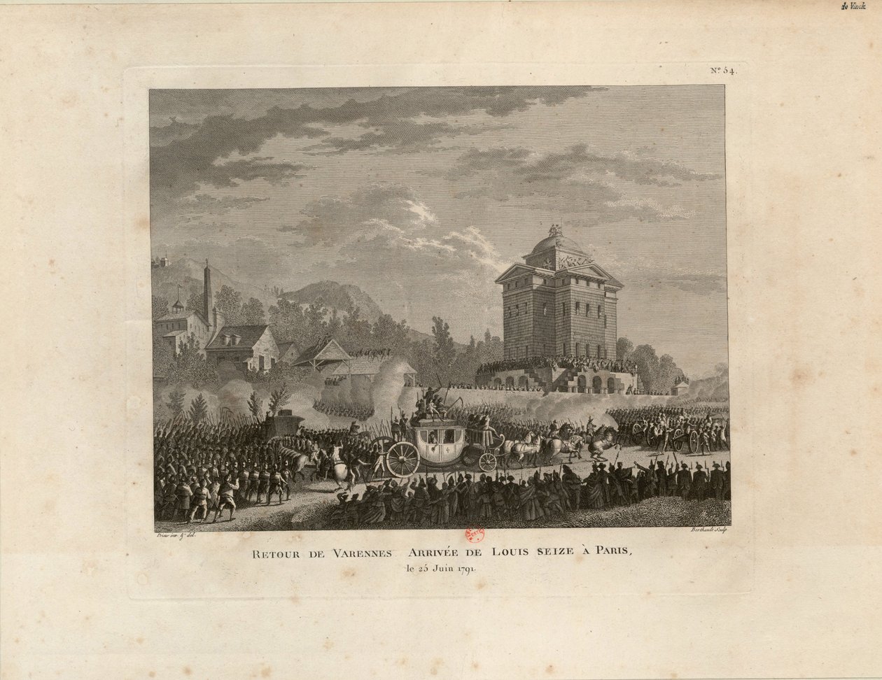 Terugkeer uit Varennes, Aankomst van Louis Capet in Parijs, 1802 door Jean Duplessis Bertaux